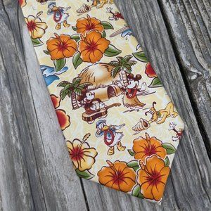 Novelty Disney Mickey and Friends Tropical Aloha Neck Tie NWOT